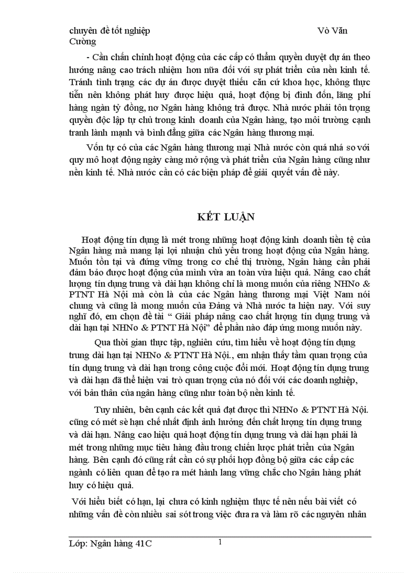 image for page Giải pháp nâng cao chất lượng tín dụng trung và dài hạn tại NHNo PTNT Hà Nội 1