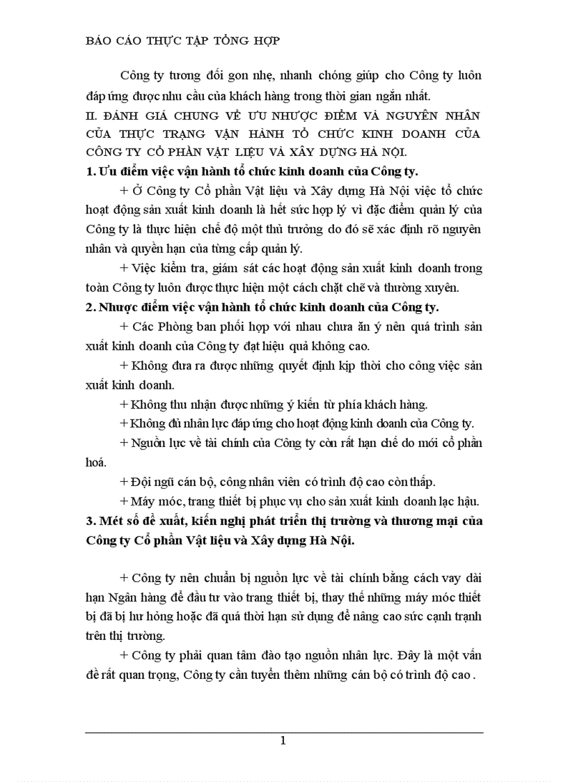 image for page Tình hình và kết quả hoạt động kinh doanh và các nghiệp vụ kinh doanh của Công ty Cổ phần Vật liệu và Xây dựng Hà Nội