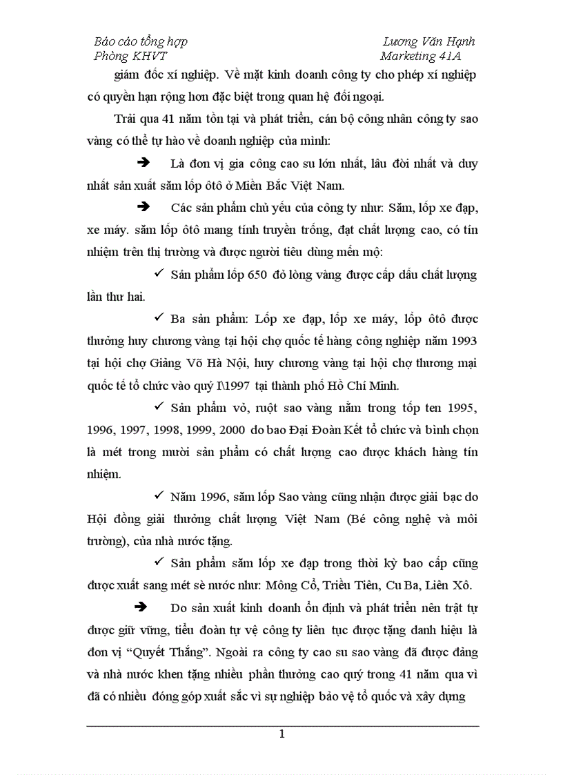 image for page Báo cáo tổng hợp về công ty cao su sao vàng