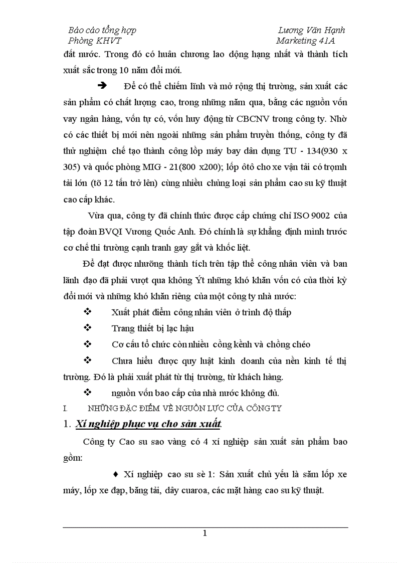 image for page Báo cáo tổng hợp về công ty cao su sao vàng