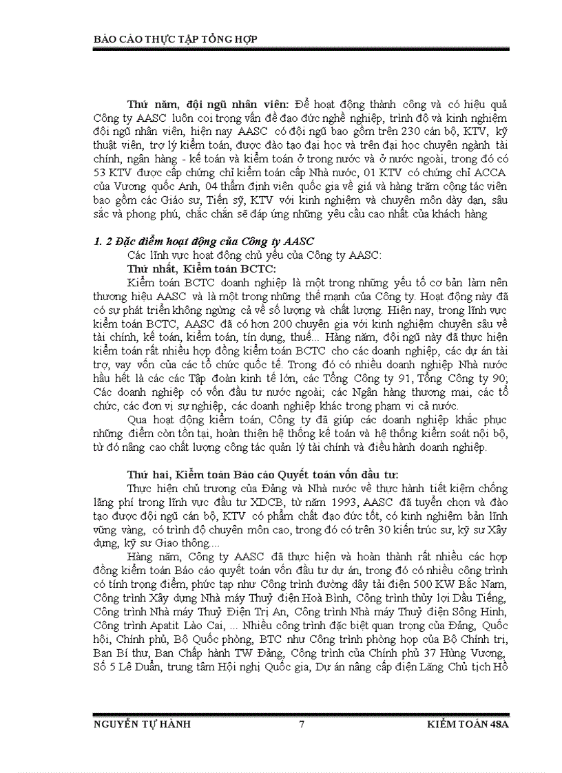 Báo Cáo Thực Tập Tổng Hợp tại Công ty kiểm toán AASC 1