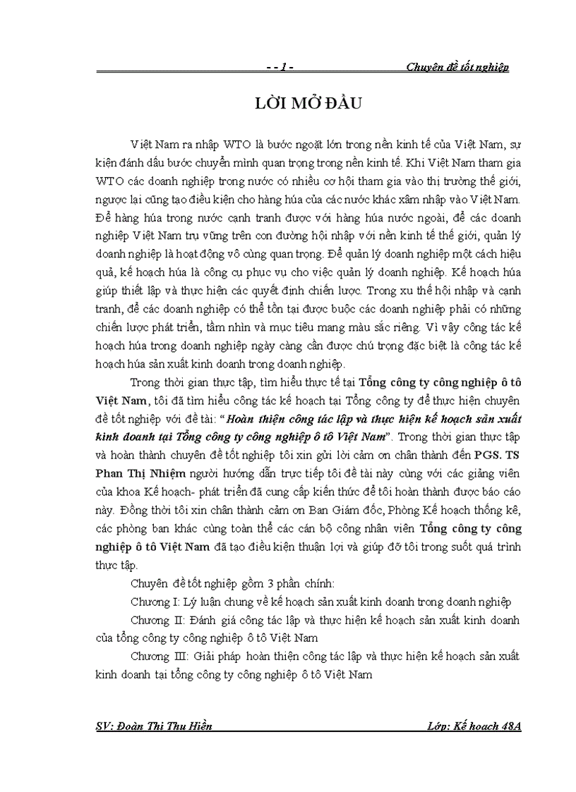 image for page Hoàn thiện công tác lập và thực hiện kế hoạch sản xuất kinh doanh tại Tổng công ty công nghiệp ô tô Việt Nam 1