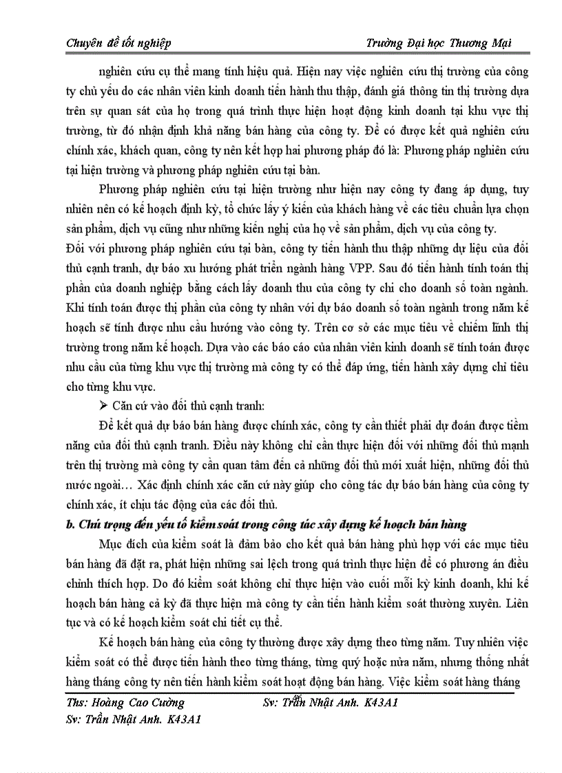 image for page Hoàn thiện công tác xây dựng kế hoạch bán hàng văn phòng phẩm hãng Pentel Nhật Bản tại công ty CPTM Hải Tường Trên địa bàn Hà Nội