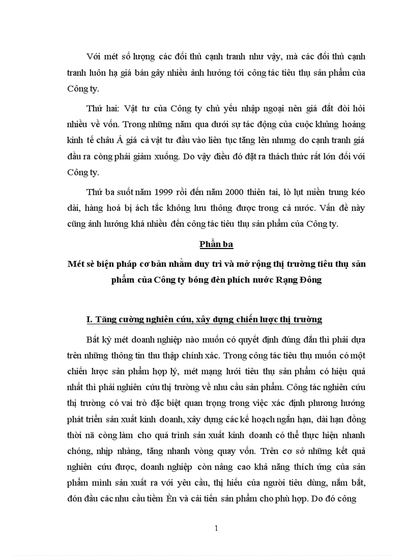 image for page Duy trì và mở rộng thị trường tiêu thụ sản phẩm ở Công ty bóng đèn phích nước Rạng Đông 1
