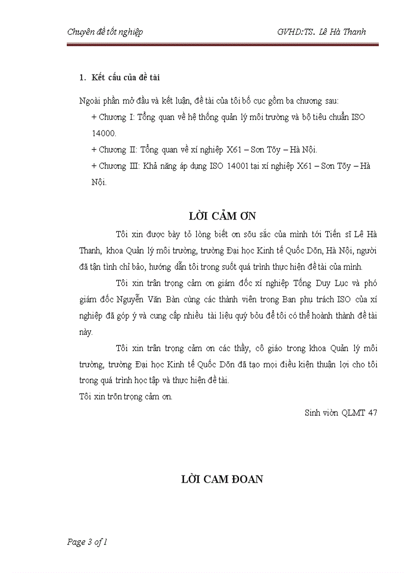 image for page Cơ hội và khả năng áp dụng ISO 14001 tại các doanh nghiệp Việt Nam Trường hợp xí nghiệp X61 Sơn Tây Hà Nội 1