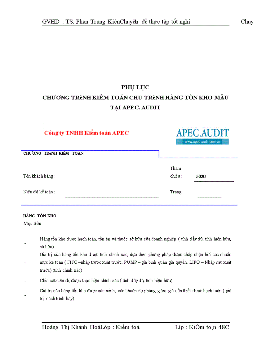 image for page Kiểm toán chu trình hàng tồn kho trong qui trình kiểm toán BCTC do công ty TNHH Kiểm toán APEC thực hiện 1