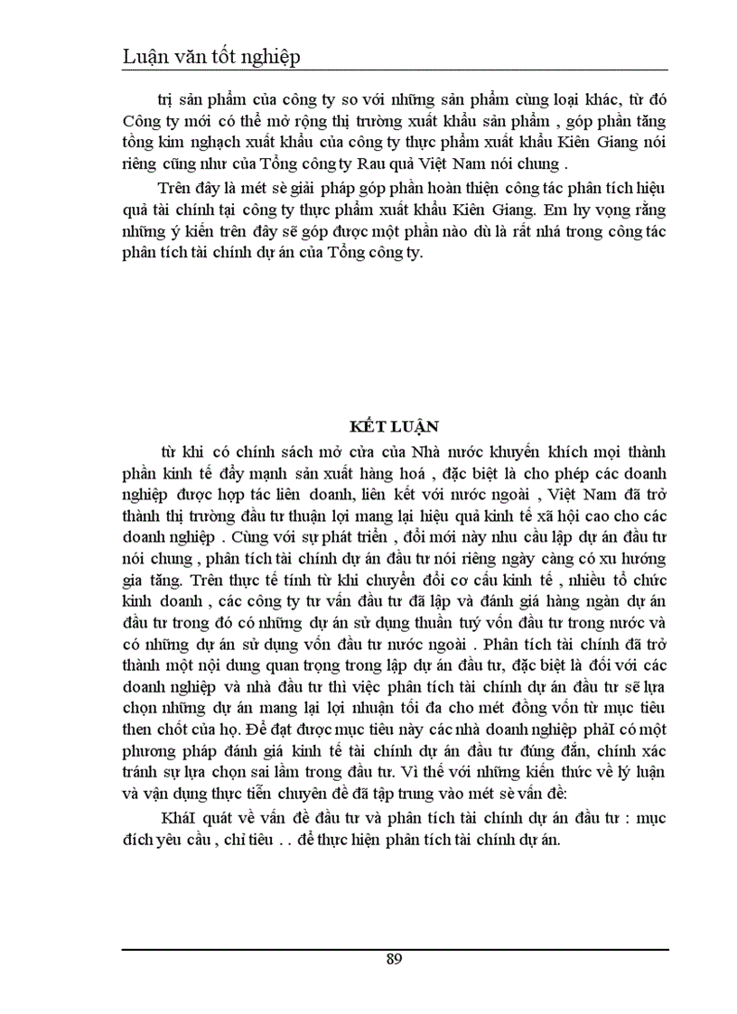image for page Thực trạng phân tích tài chính cho dự án đầu tư xây dựng dây chuyền chế biến nước dứa cô đặc tại công ty TPXK Kiên Giang