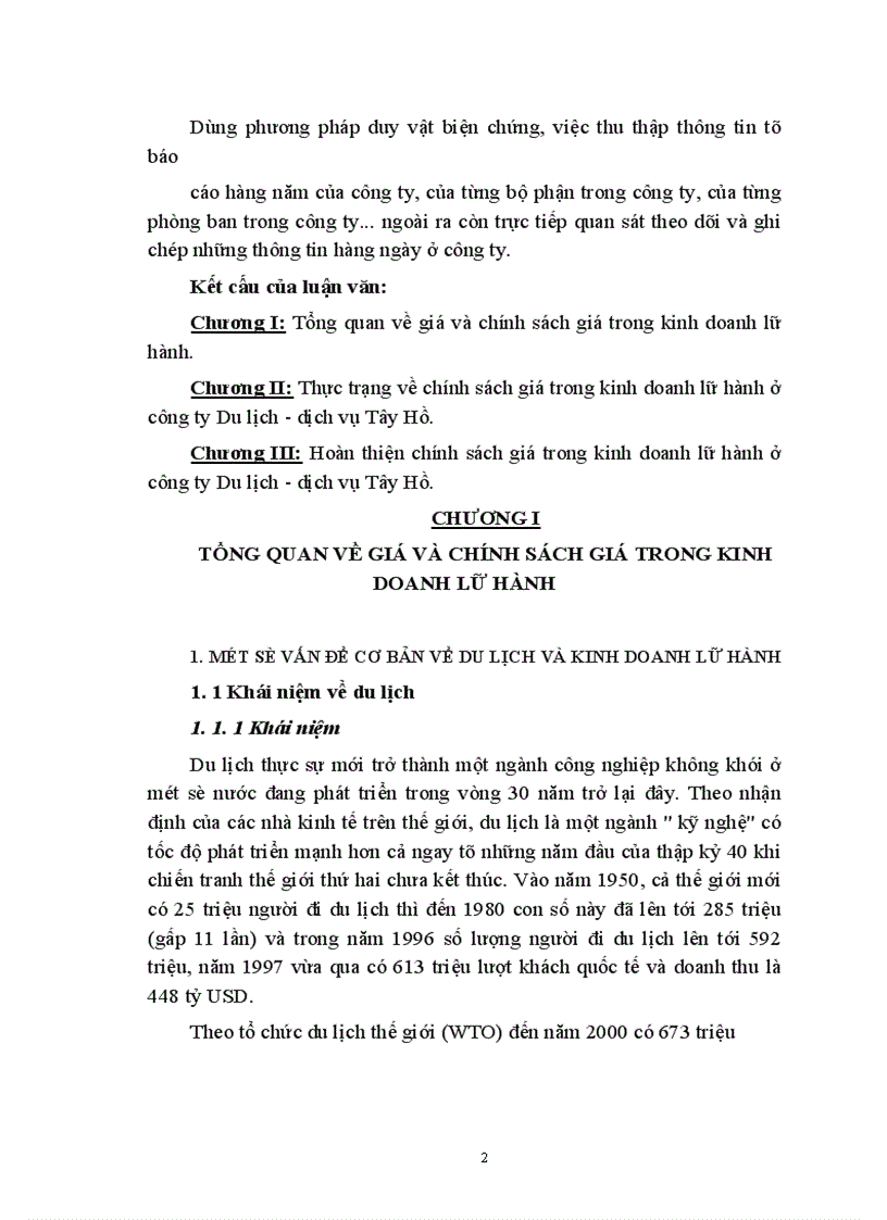 image for page Giá chính sách giá trong kinh doanh lữ hành của công ty Du lịch dịch vụ Tây Hồ thực trạng và giải pháp thu hút khách 1