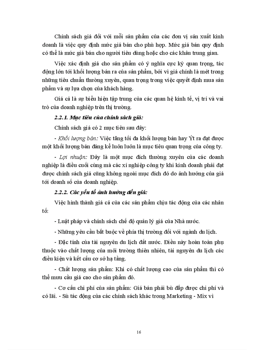 image for page Giá chính sách giá trong kinh doanh lữ hành của công ty Du lịch dịch vụ Tây Hồ thực trạng và giải pháp thu hút khách 1