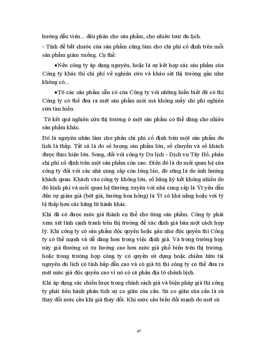 image for page Giá chính sách giá trong kinh doanh lữ hành của công ty Du lịch dịch vụ Tây Hồ thực trạng và giải pháp thu hút khách 1