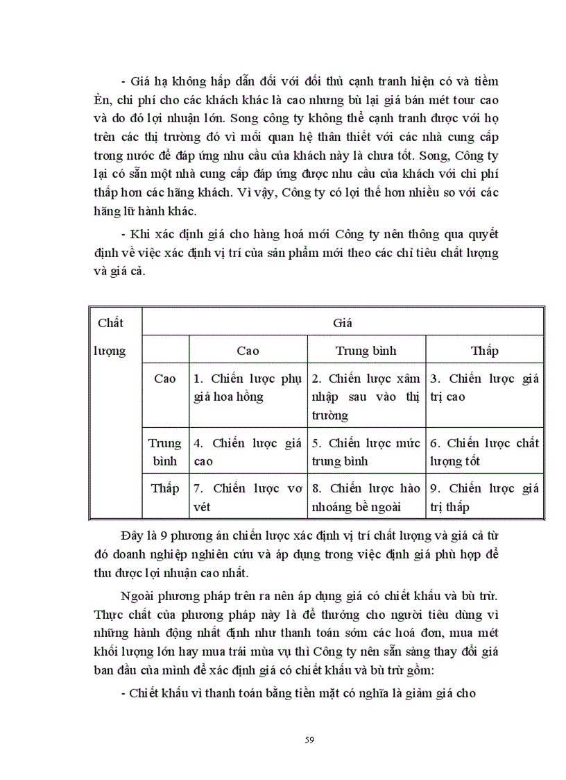 image for page Giá chính sách giá trong kinh doanh lữ hành của công ty Du lịch dịch vụ Tây Hồ thực trạng và giải pháp thu hút khách 1