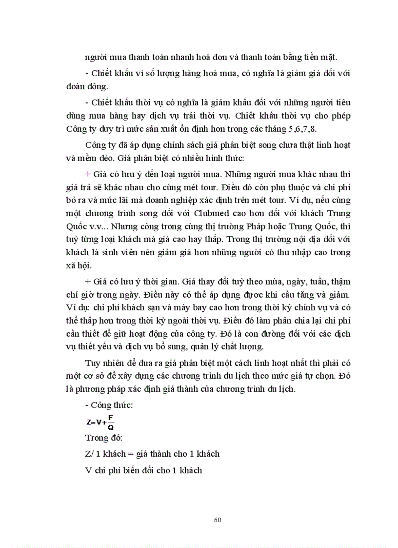 image for page Giá chính sách giá trong kinh doanh lữ hành của công ty Du lịch dịch vụ Tây Hồ thực trạng và giải pháp thu hút khách 1