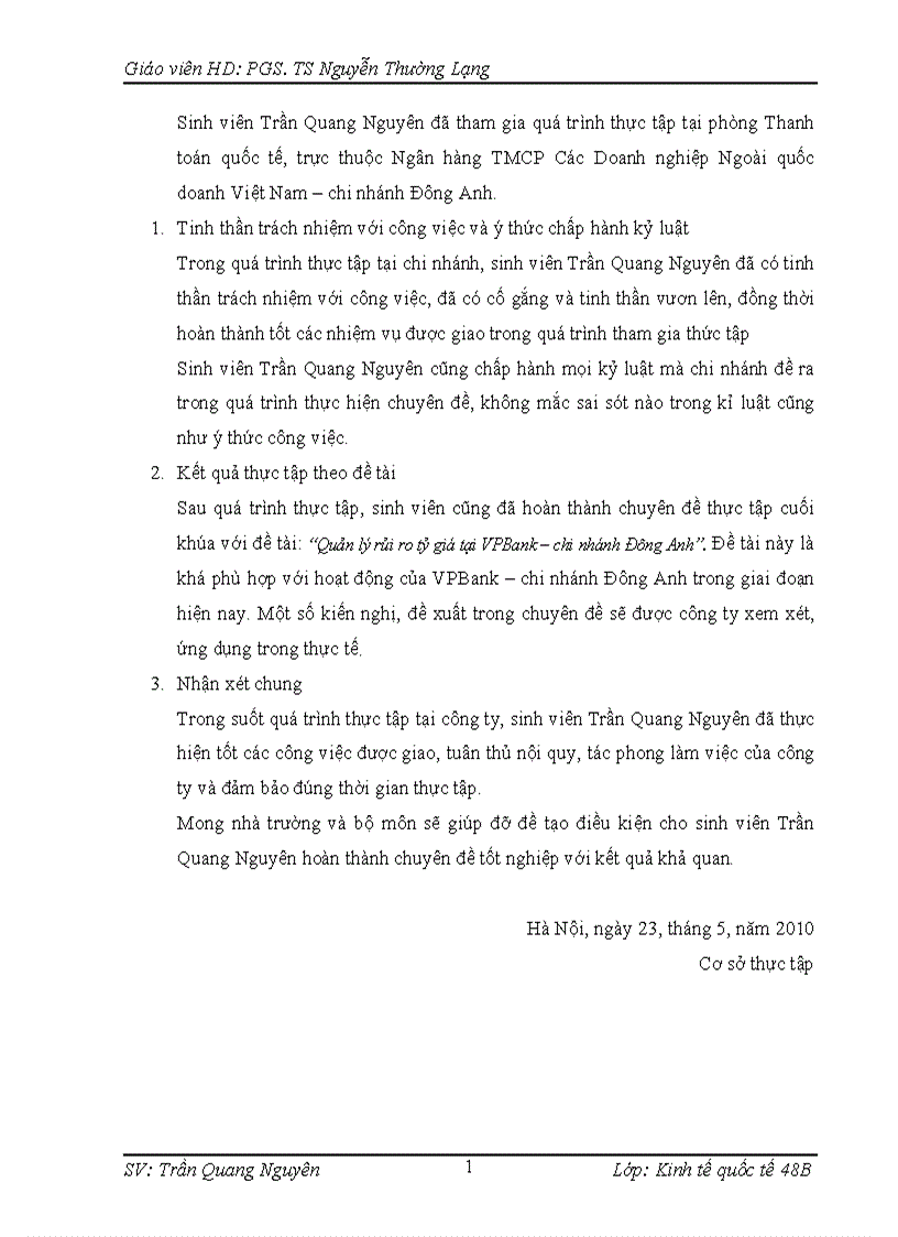 image for page Quản lý rủi ro tỷ giá VPBank chi nhánh Đông Anh 1