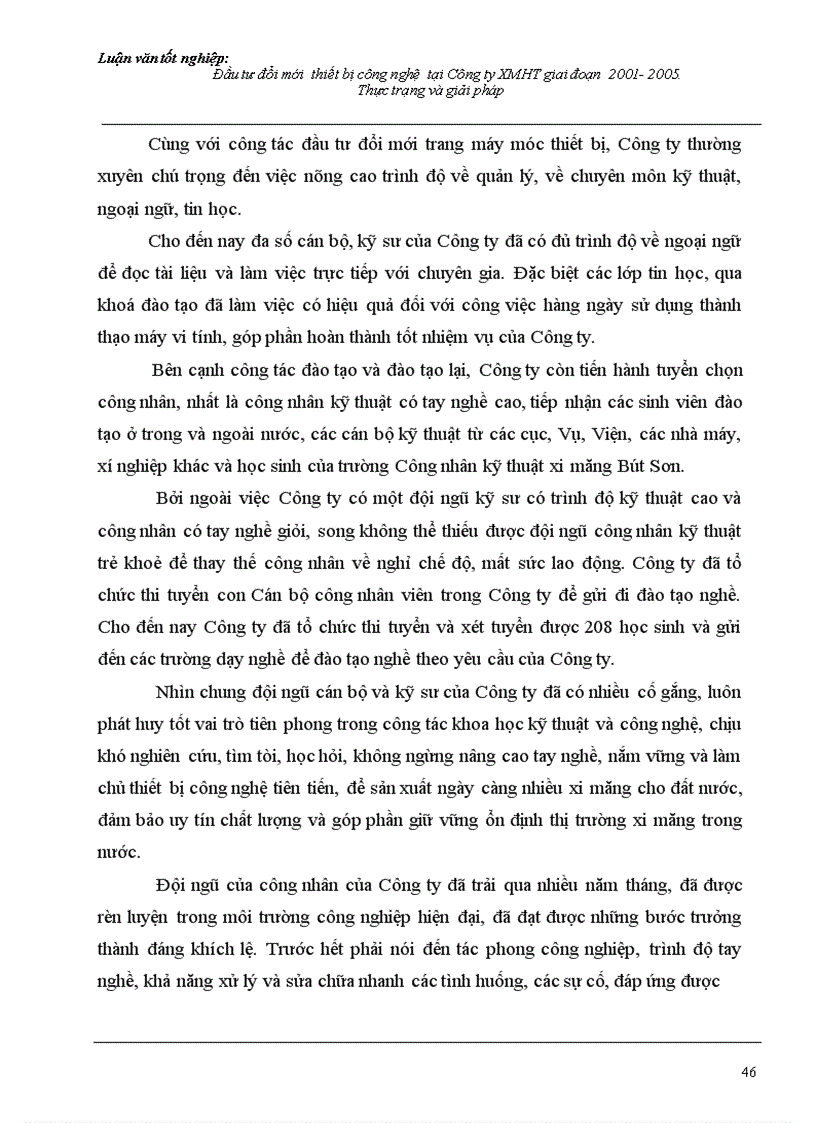image for page Đầu tư đổi mới thiết bị công nghệ tại Công ty Xi măng Hoàng Thạch giai đoạn 2001 2005 Thực trạng và giải pháp 1