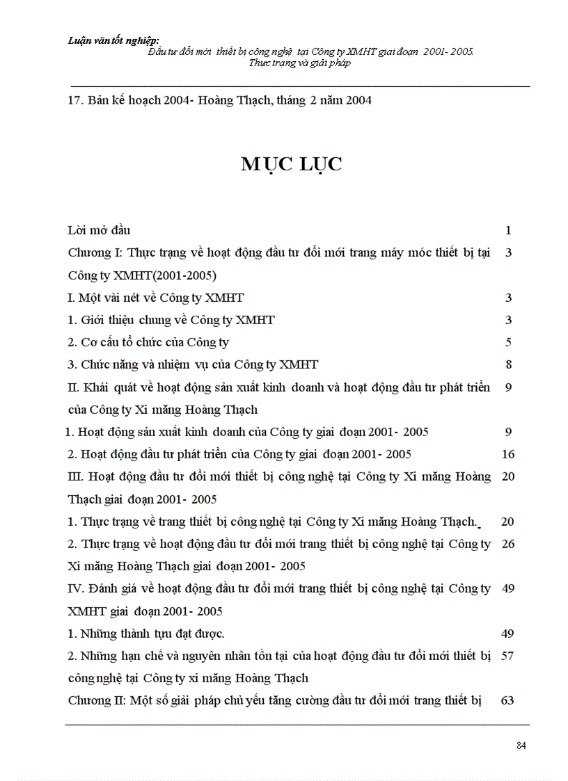 image for page Đầu tư đổi mới thiết bị công nghệ tại Công ty Xi măng Hoàng Thạch giai đoạn 2001 2005 Thực trạng và giải pháp 1