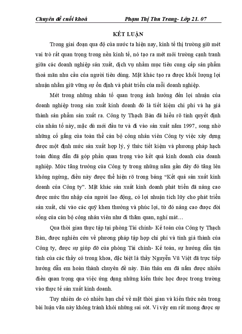 image for page Kế toán chi phí sản xuất và tính giá thành sản phẩm ở Công ty Thạch Bàn 1