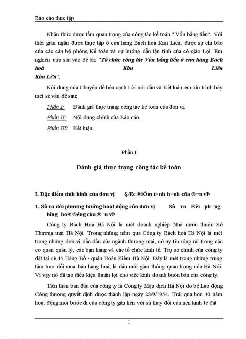 image for page Tổ chức công tác Vốn bằng tiền ở cửa hàng Bách hoá Kim Liên 1