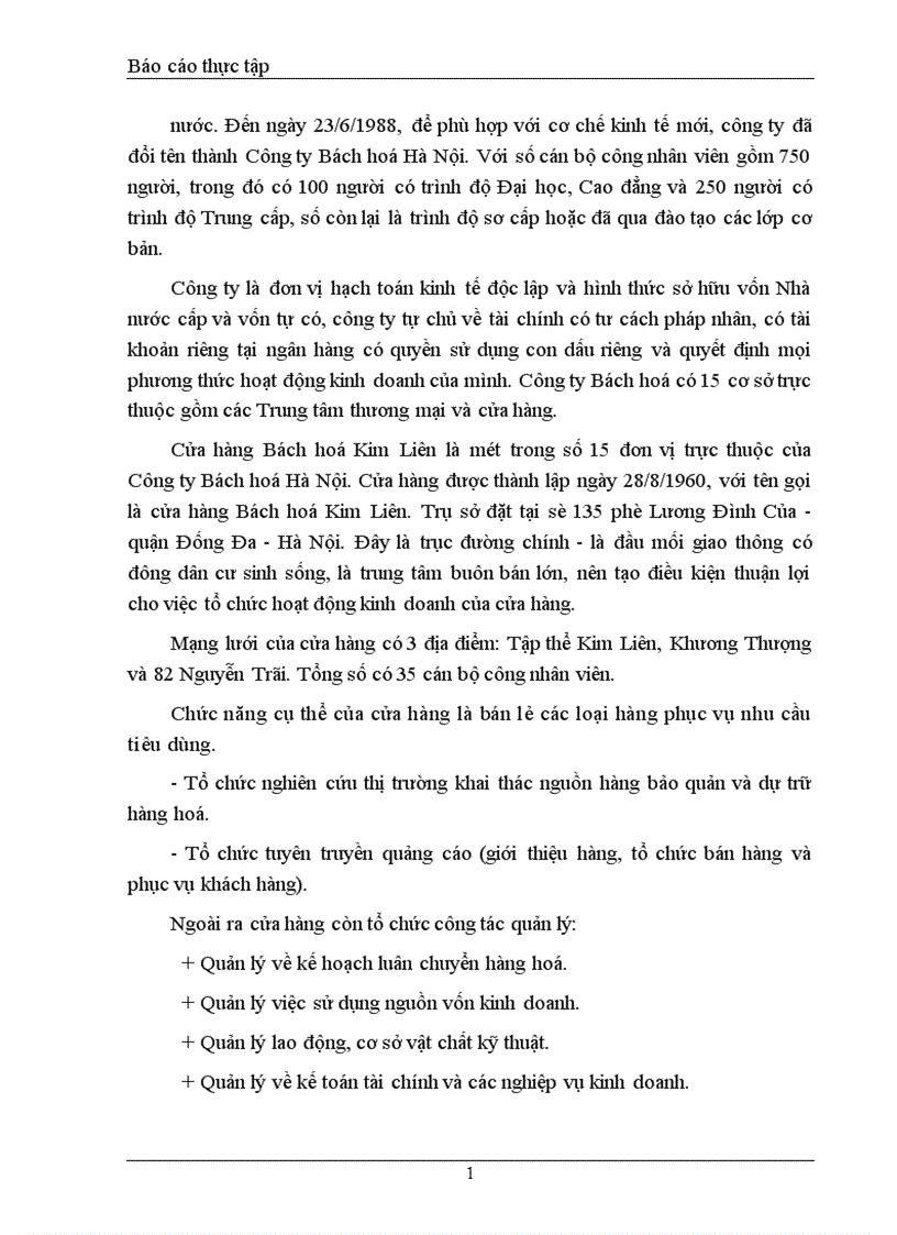 image for page Tổ chức công tác Vốn bằng tiền ở cửa hàng Bách hoá Kim Liên 1