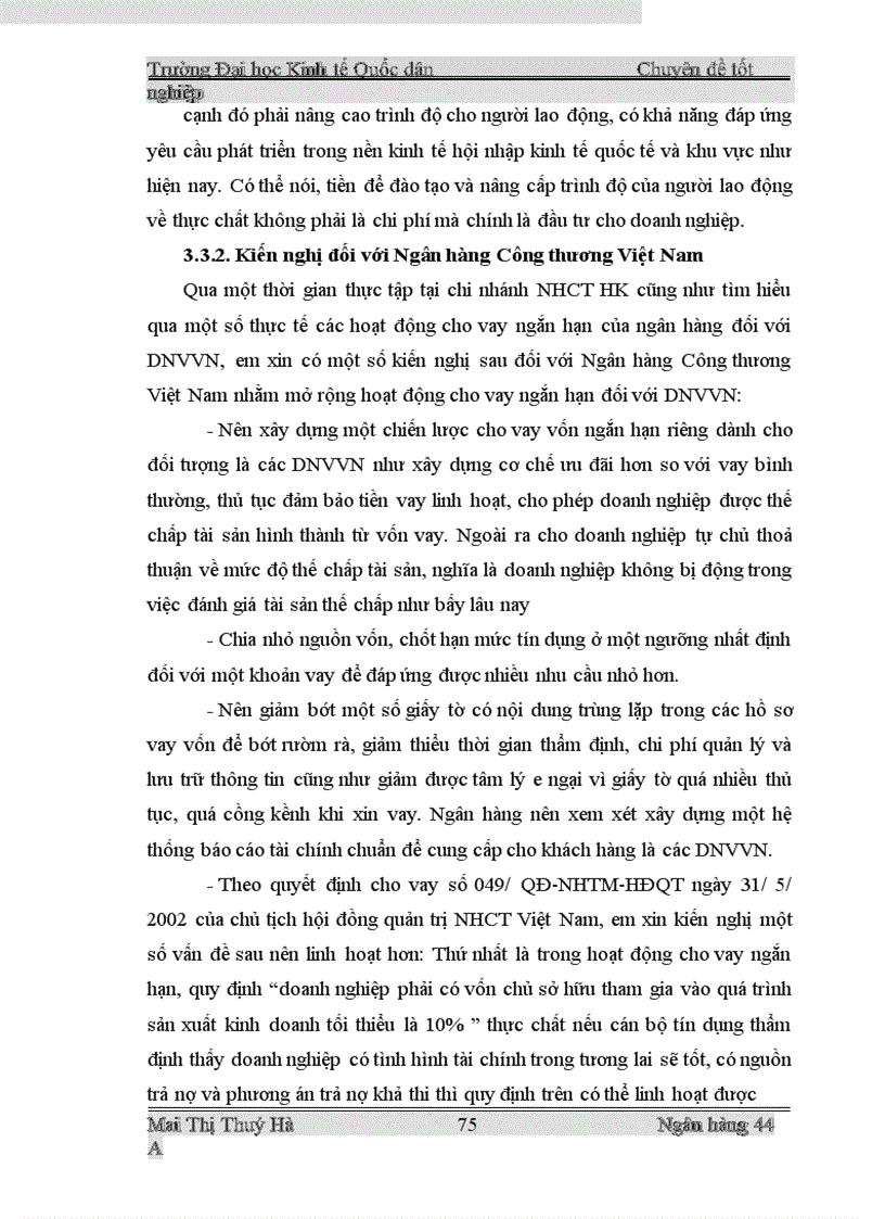 image for page Mở rộng cho vay ngắn hạn đối với doanh nghiệp vừa và nhỏ tại Ngân hàng Công thương Hoàn Kiếm 1