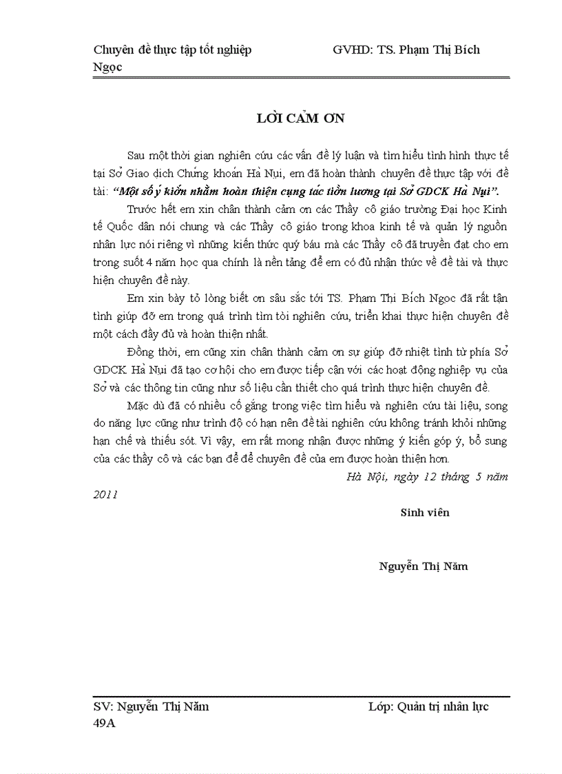 image for page Một số ý kiến nhằm hoàn thiện công tác tiền lương tại Sở GDCK Hà Nội 1