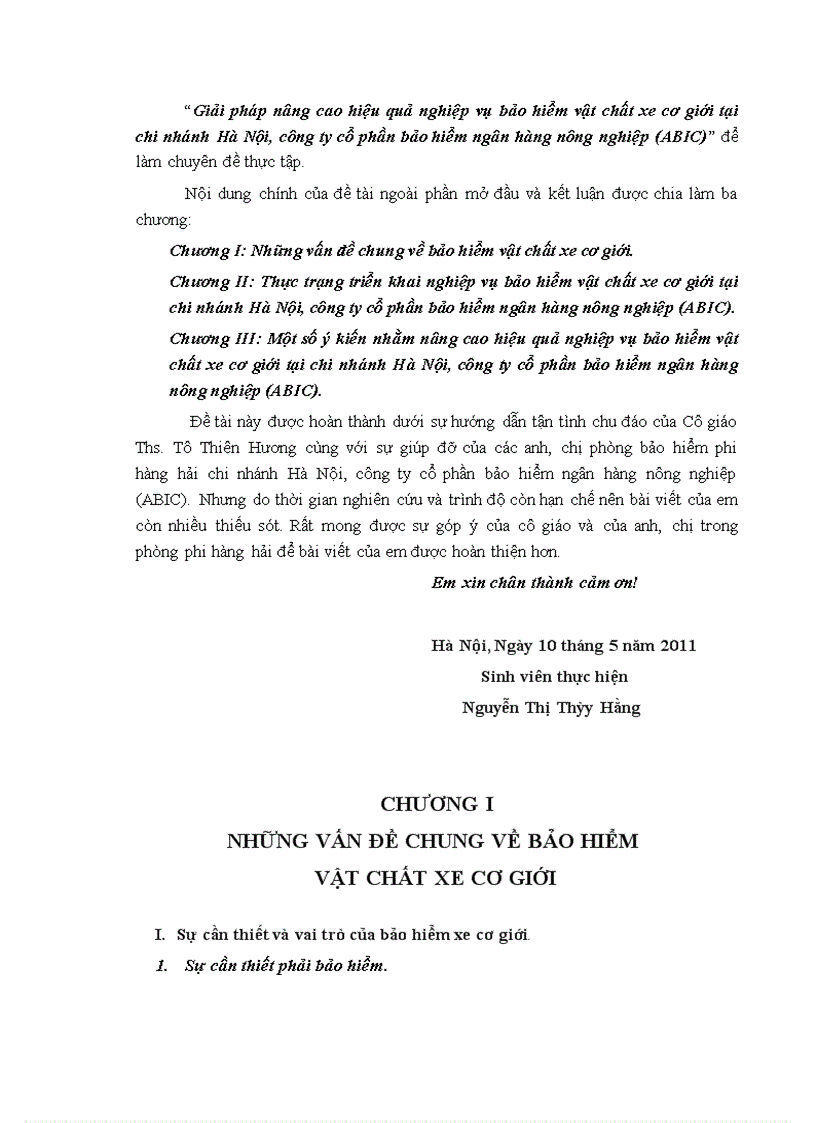image for page Giải pháp nâng cao hiệu quả nghiệp vụ bảo hiểm vật chất xe cơ giới tại chi nhánh Hà Nội công ty cổ phần bảo hiểm ngân hàng nông nghiệp ABIC