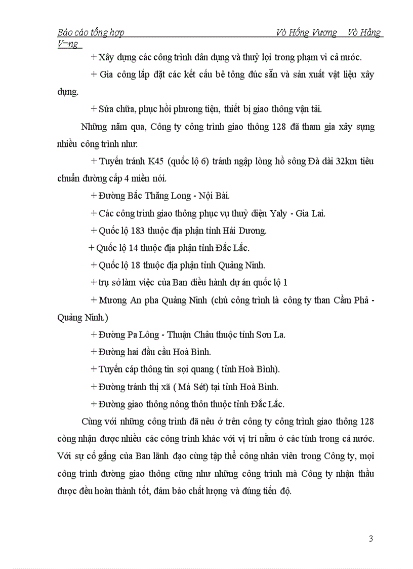 Báo cáo thực tập tổng hợp tại công ty công trình giao thông 128 1