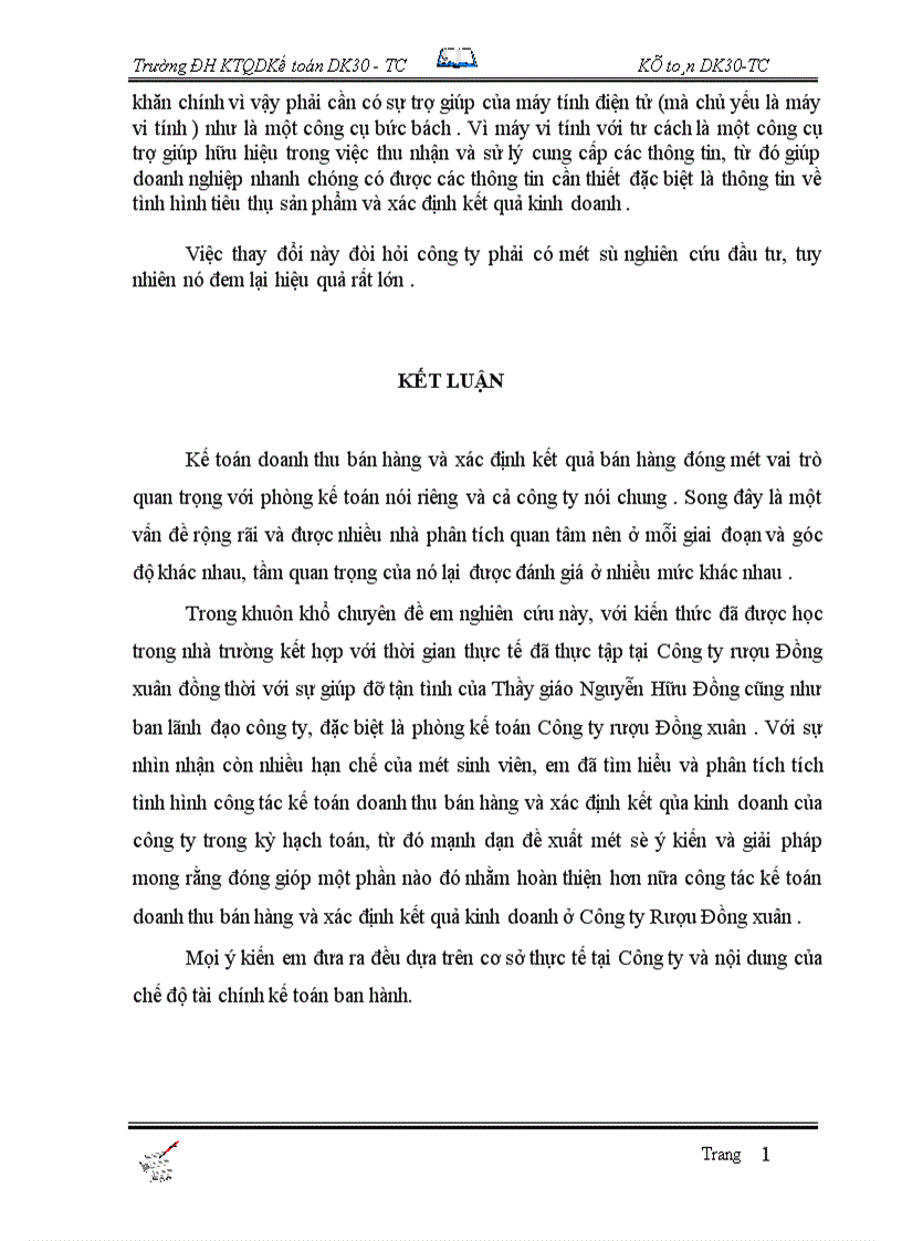 image for page Tổ chức công tác kế toán bán hàng và xác định kết quả tại Công Ty Rượu Đồng Xuân 1