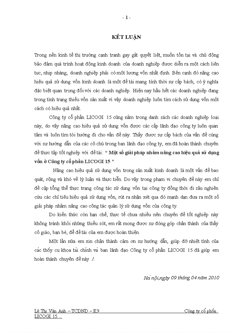 image for page Một số giải pháp nhằm nâng cao hiệu quả sử dụng vốn ở Công ty cổ phần LICOGI 15 1