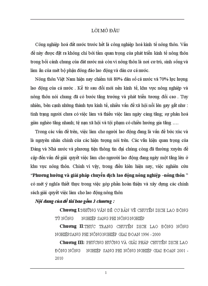Phương hướng và giải pháp chuyển dịch cơ cấu lao động nông nghiệp nông thôn ở Việt Nam giai đoạn 2001 2010 1
