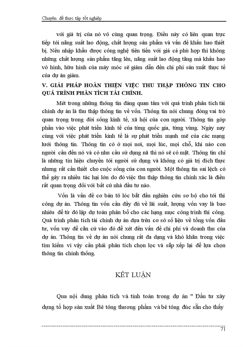 image for page Phân tích dự án đầu tư xây dựng tổ hợp sản xuất bê tông thương phẩm và bê tông đúc sẵn của Công ty vật liệu xây dựng và xây lắp thương mại Bộ thương mại 1