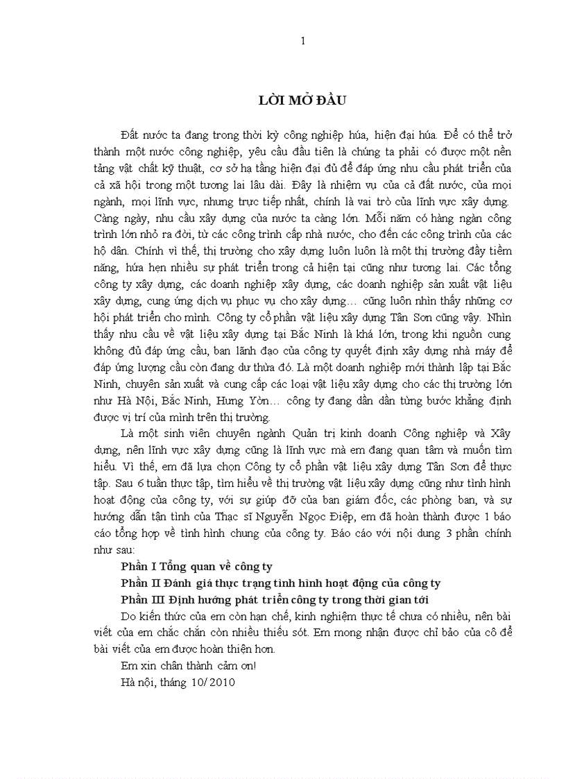 image for page Báo cáo thực tập tại Công ty cổ phần vật liệu xây dựng Tân Sơn
