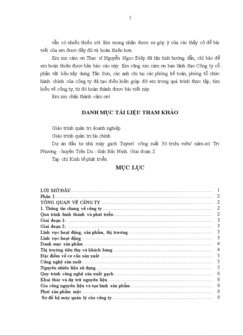 image for page Báo cáo thực tập tại Công ty cổ phần vật liệu xây dựng Tân Sơn