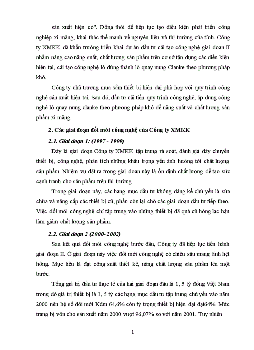 image for page Thực trạng quá trình đổi mới công nghệ tại Công ty Xi măng kiện khê Hà Nam 1