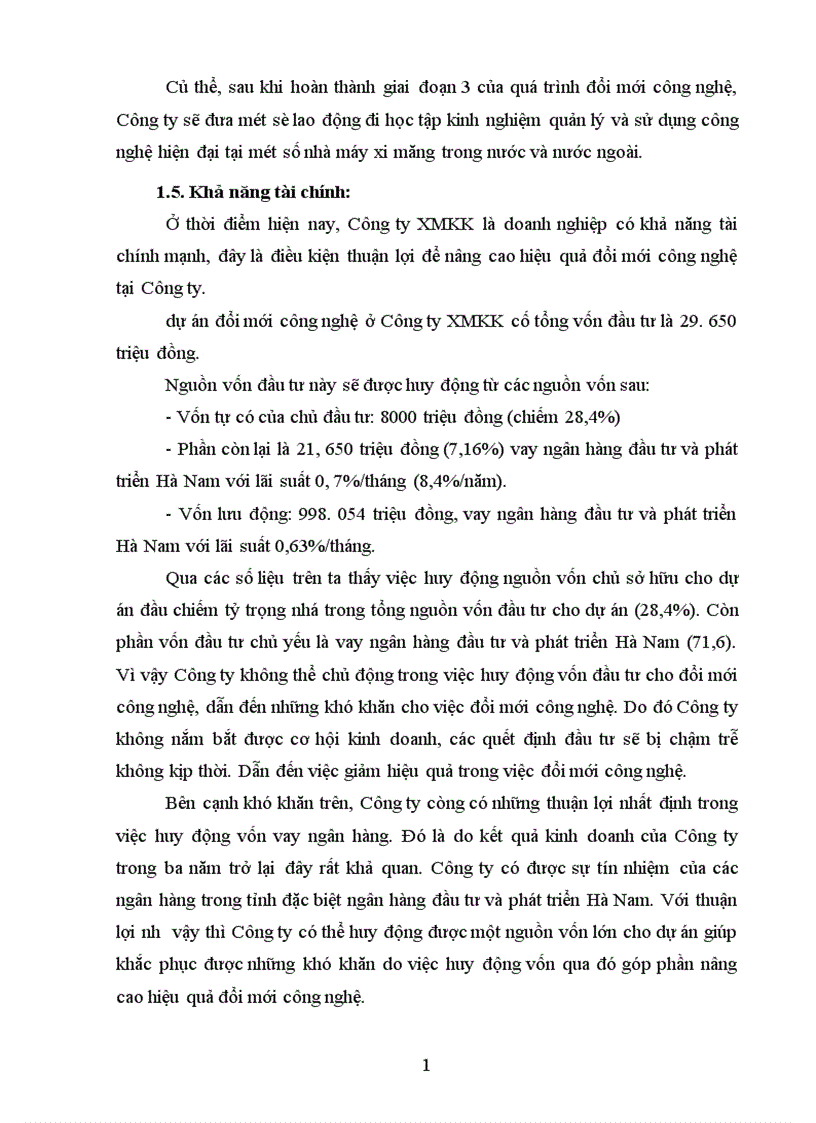 image for page Thực trạng quá trình đổi mới công nghệ tại Công ty Xi măng kiện khê Hà Nam 1