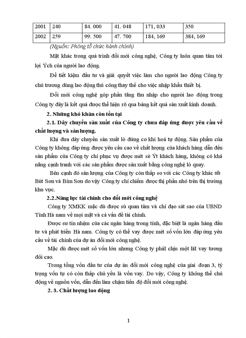 image for page Thực trạng quá trình đổi mới công nghệ tại Công ty Xi măng kiện khê Hà Nam 1