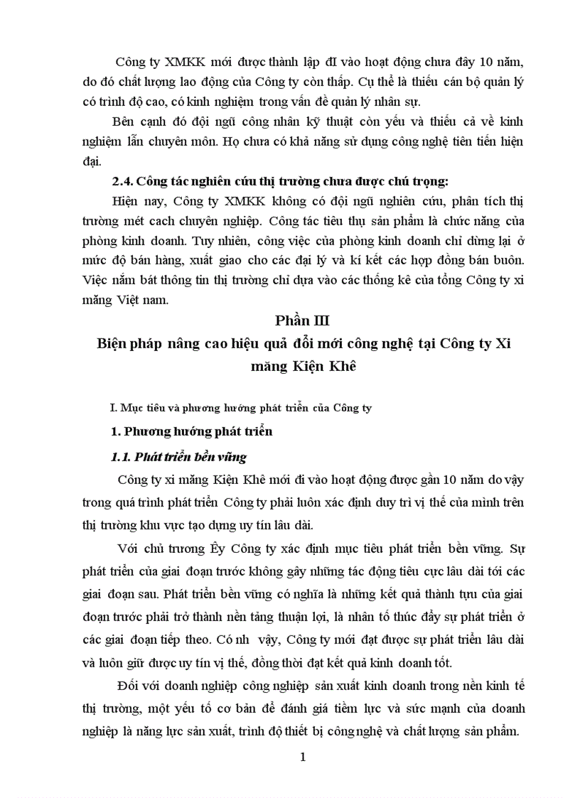 image for page Thực trạng quá trình đổi mới công nghệ tại Công ty Xi măng kiện khê Hà Nam 1