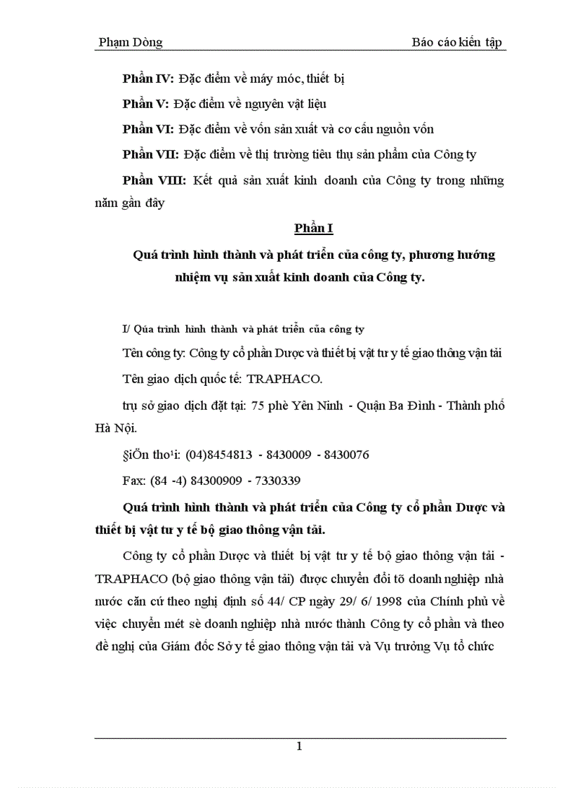 image for page Báo cáo tình hình sản xuất kinh doanh của Công ty cổ phần Dược và vật tư thiết bị y tế giao thông vận tải 1