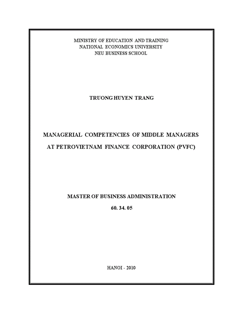 image for page Managerial competencies of middle managers at petrovietnam finance corporation PVFC