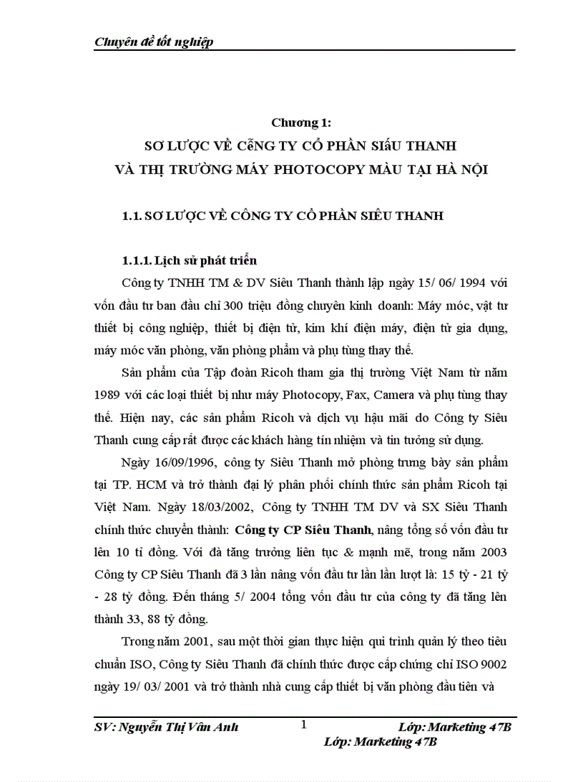 Các giải pháp marketing nhằm phát triển thị trường máy photocopy màu trên địa bàn Hà Nội của Công ty cổ phần Siêu Thanh 1
