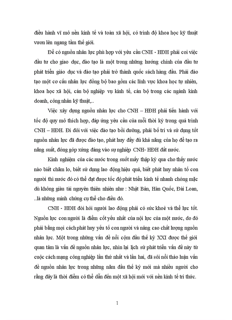 image for page Nguồn nhân lực trong thời kỳ Công nghiệp hoá Hiện đại hoá đất nước Vai trò thực trạng và giải pháp 1