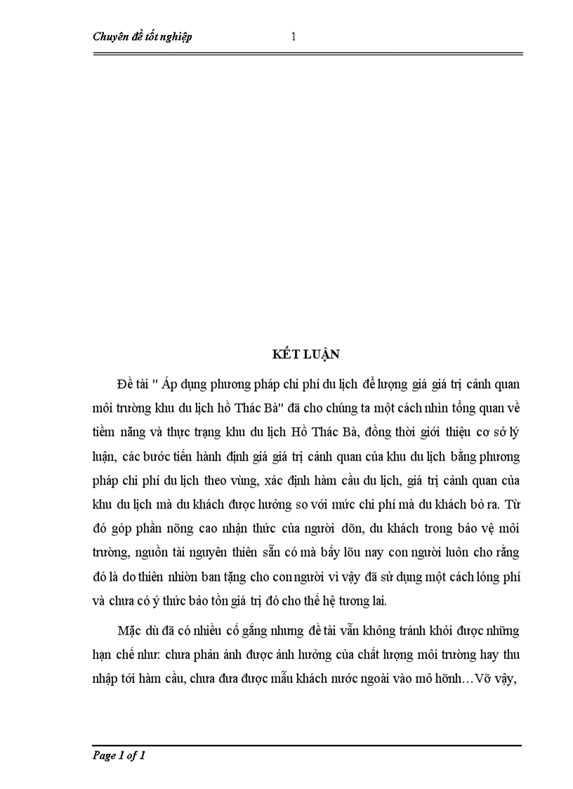 image for page Lượng giá giá trị cảnh quan khu du lịch hồ Thác Bà bằng phương pháp chi phí du lịch 1