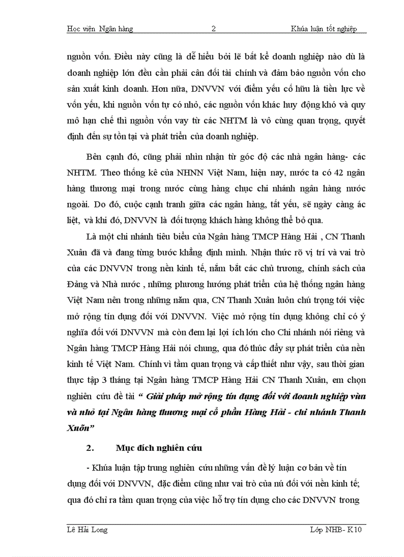 image for page Giải pháp mở rộng tín dụng đối với doanh nghiệp vừa và nhỏ tại Ngân hàng thương mại cổ phần Hàng Hải chi nhánh Thanh Xuân 1