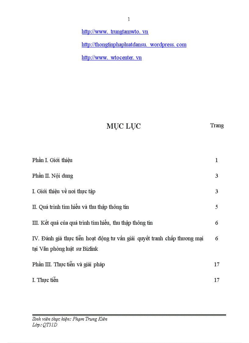 image for page Thực tiễn hoạt động tư vấn giải quyết tranh chấp thương mại tại Công ty hoặc Văn phòng luật sư nơi tác giả thực tập