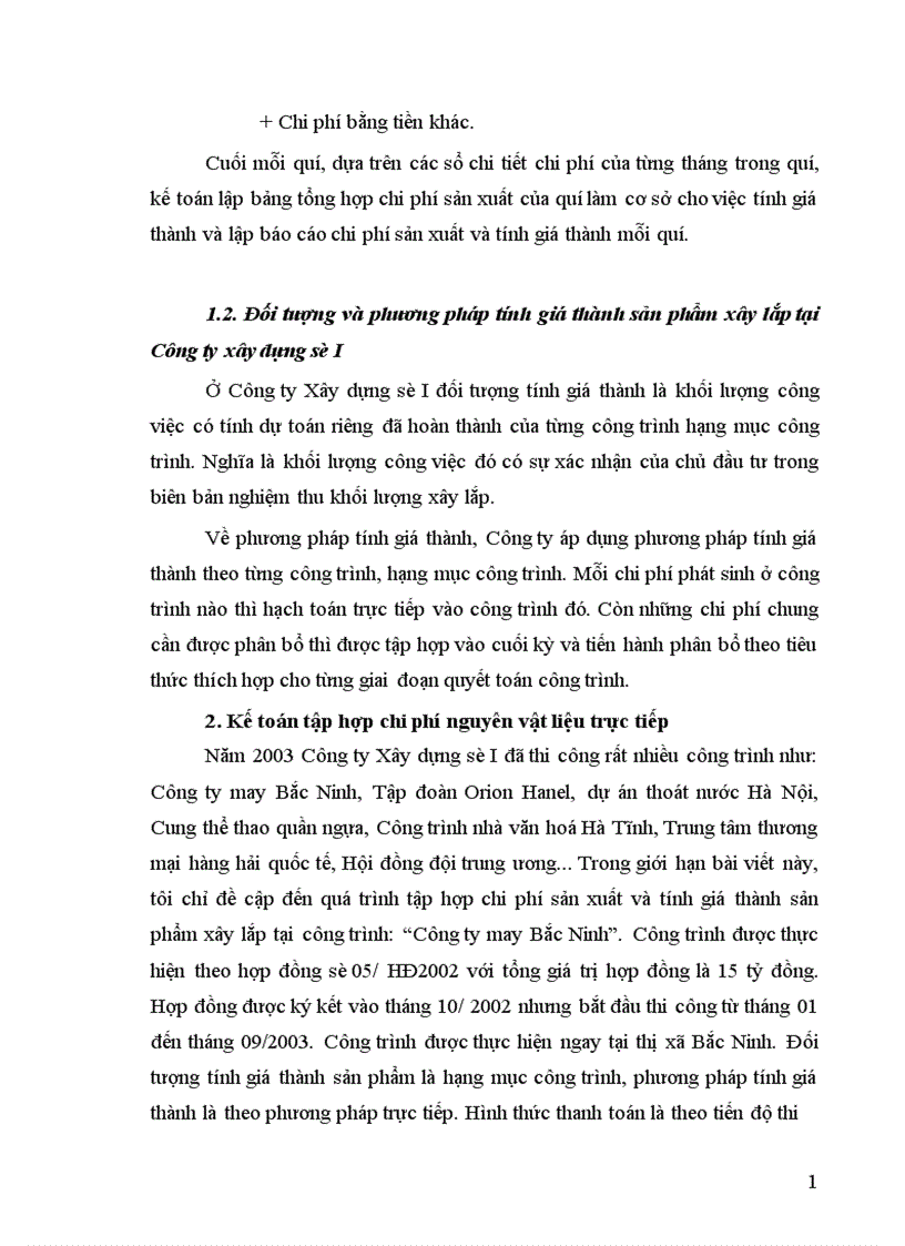 image for page Hoàn thiện hạch toán chi phí sản xuất và tính giá thành sản phẩm xây lắp tại Công ty Xây dựng số I 1