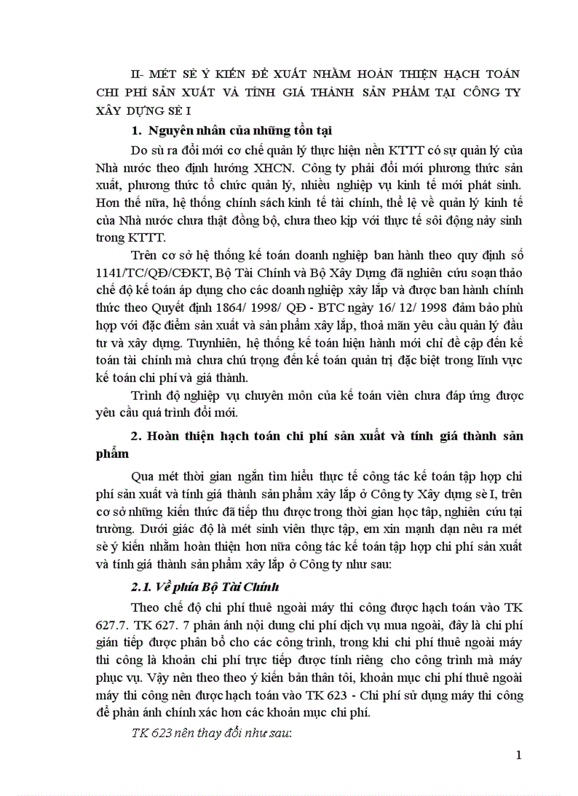 image for page Hoàn thiện hạch toán chi phí sản xuất và tính giá thành sản phẩm xây lắp tại Công ty Xây dựng số I 1