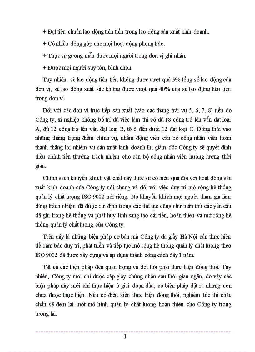 image for page Những biện pháp để duy trì và phát triển việc áp dụng hệ thống quản lý chất lượng theo ISO 9002 ở Công ty da giầy Hà Nội 1