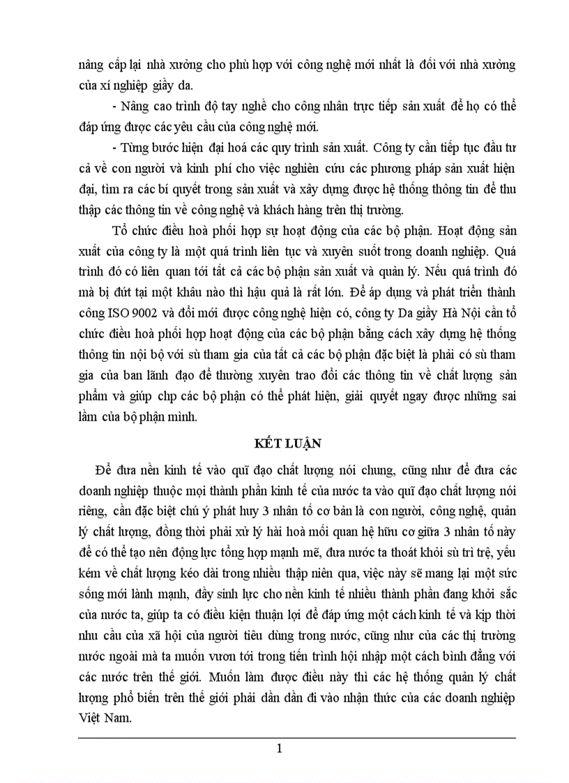 image for page Những biện pháp để duy trì và phát triển việc áp dụng hệ thống quản lý chất lượng theo ISO 9002 ở Công ty da giầy Hà Nội 1