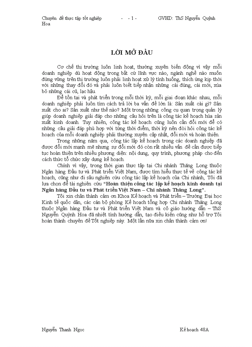 image for page Hoàn thiện công tác lập kế hoạch kinh doanh của Chi nhánh BIDV Thăng Long