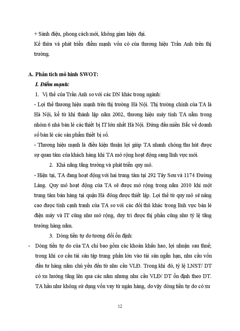 image for page Ma trận SWOT và vận dụng vào xây dựng chiến lược cho công ty Cổ phần Thế giới số Trần Anh