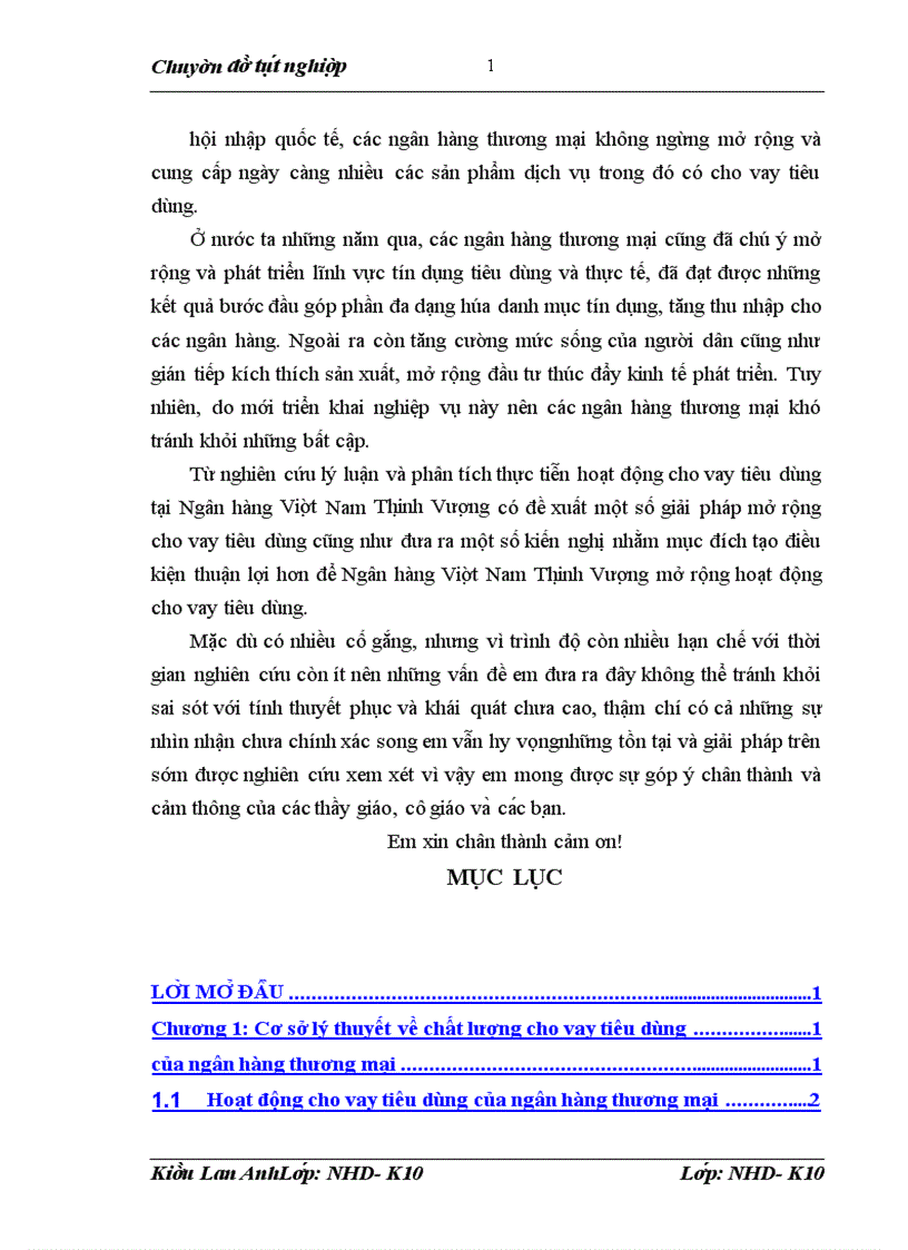 image for page Nâng cao chất lượng cho vay tiêu dùng tại Ngân hàng Việt Nam thịnh vượng VPBank 1